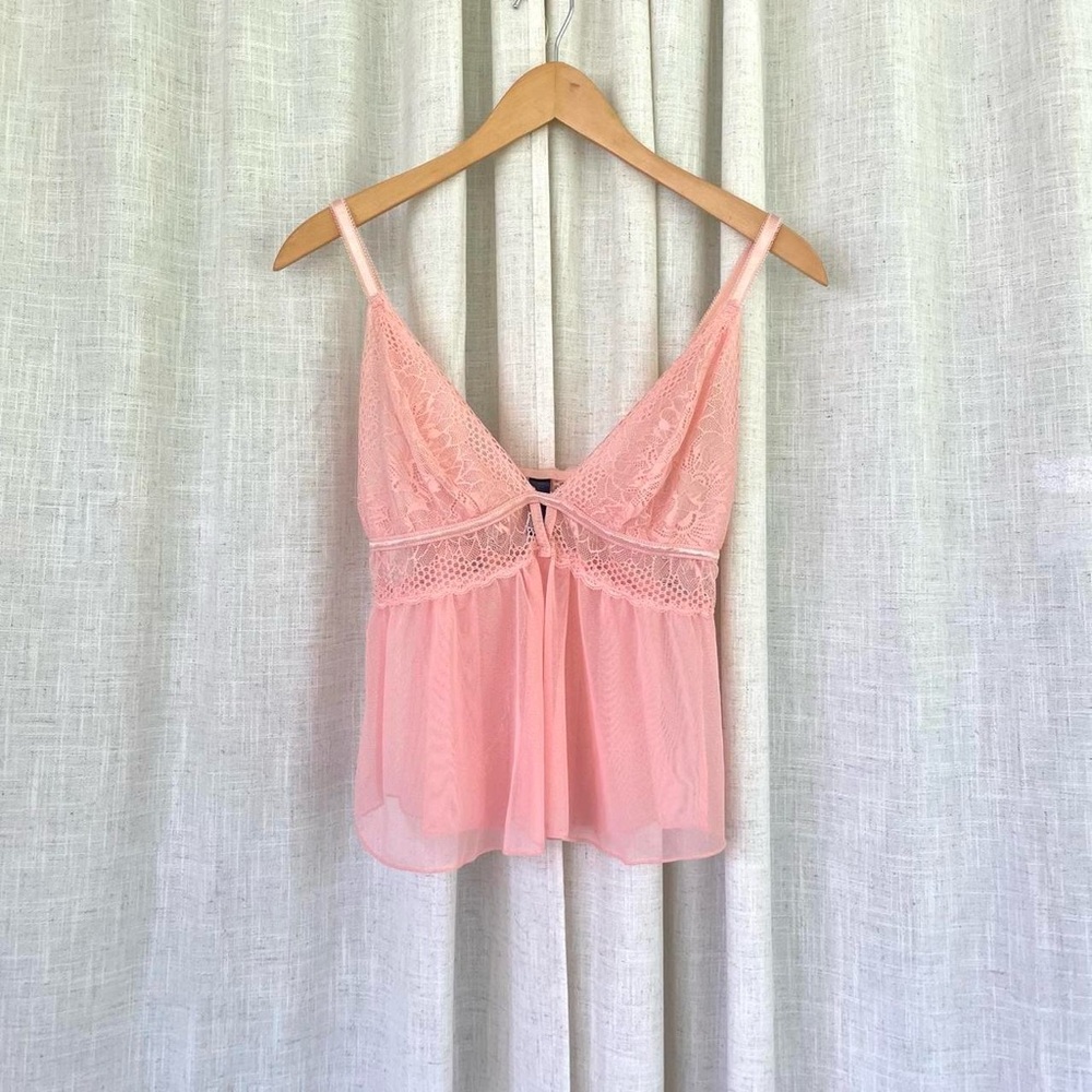 Soft Pink Mesh Lace Lingerie Top